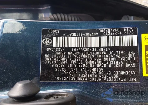 2016 Toyota Camry Le from USA, damaged, VIN 4T4BF1FK7GR563461